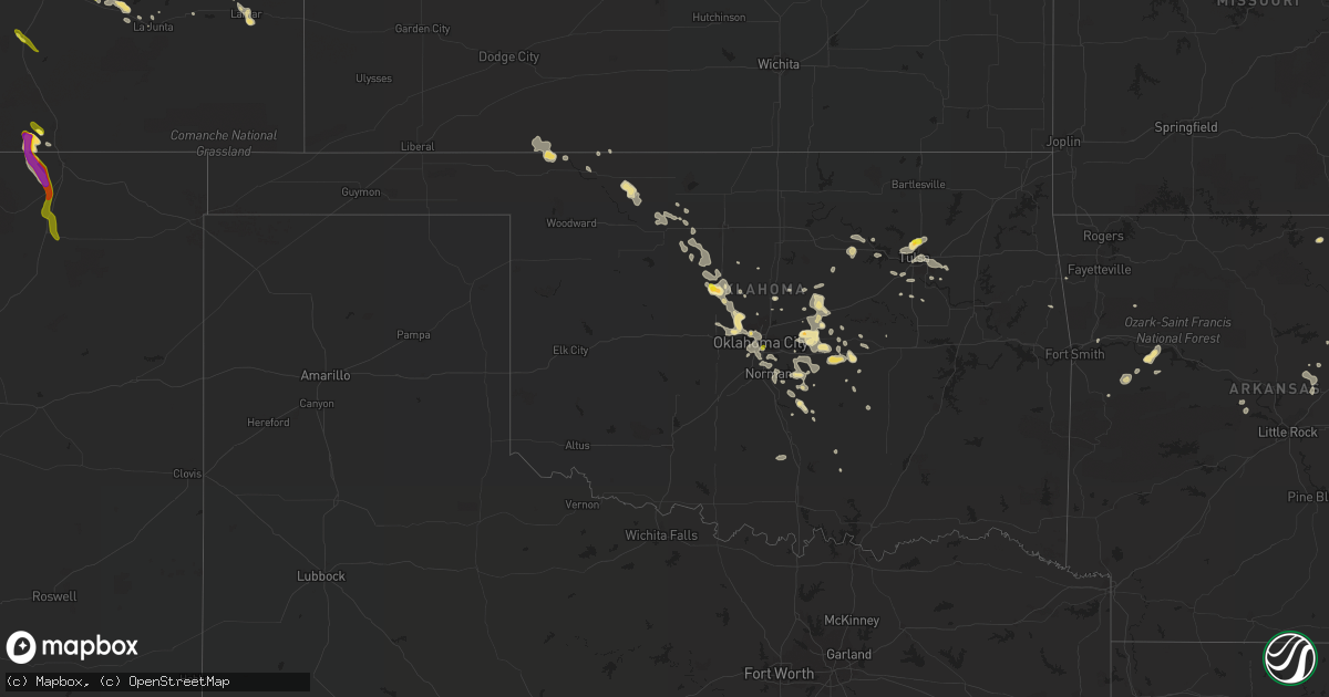 Hail map in Oklahoma on August 7, 2018