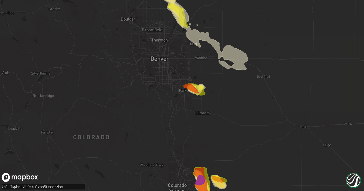 Hail map in Parker, CO on August 7, 2018