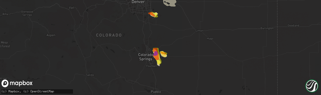 Hail map in Peyton, CO on August 7, 2018