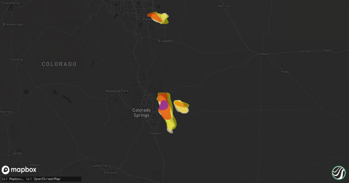 Hail map in Peyton, CO on August 7, 2018