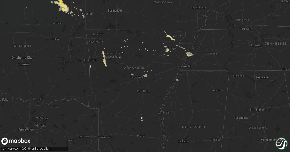 Hail map in Arkansas on August 7, 2019