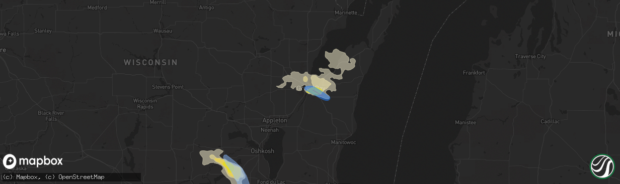 Hail map in Green Bay, WI on August 7, 2019
