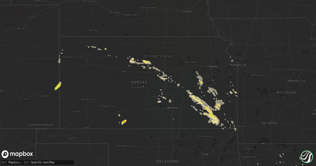 Hail map in Kansas on August 7, 2019