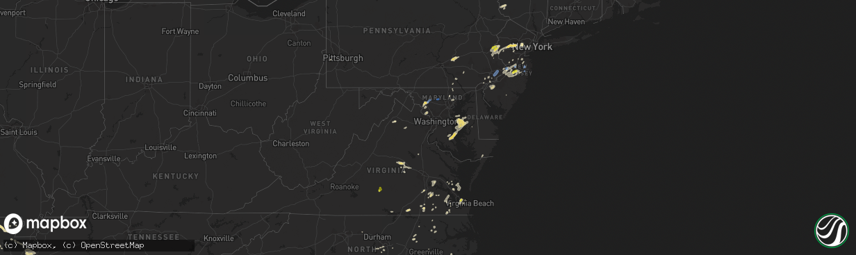 Hail map in Maryland on August 7, 2019