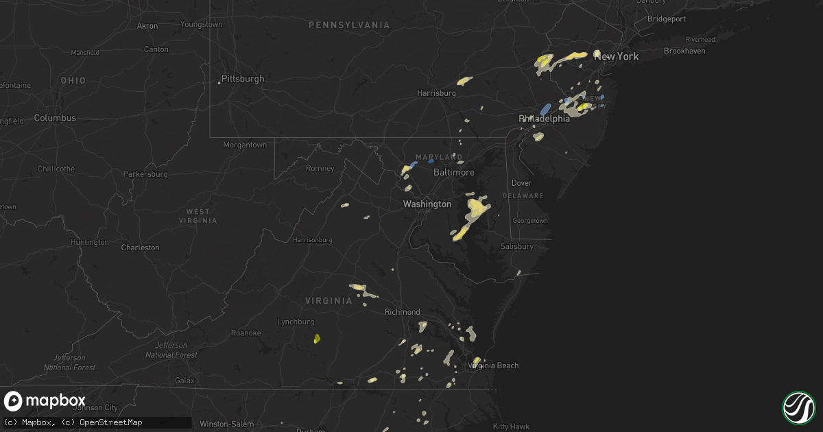 Hail map in Maryland on August 7, 2019