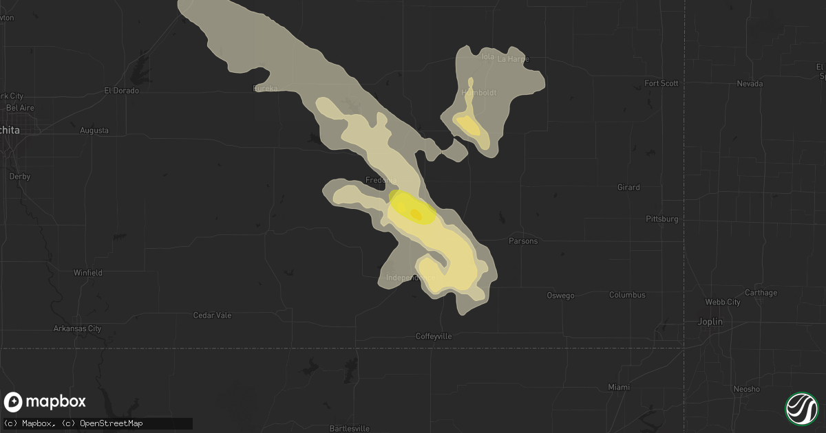 Hail map in Neodesha, KS on August 7, 2019
