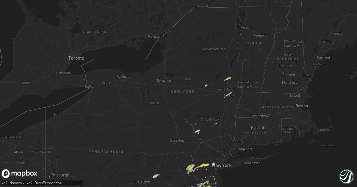 Hail map in New York on August 7, 2019