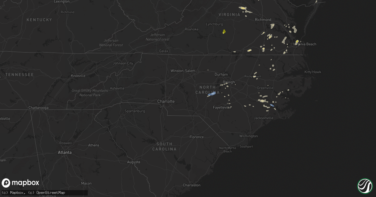 Hail map in North Carolina on August 7, 2019