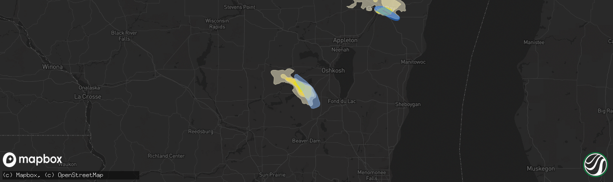 Hail map in Ripon, WI on August 7, 2019