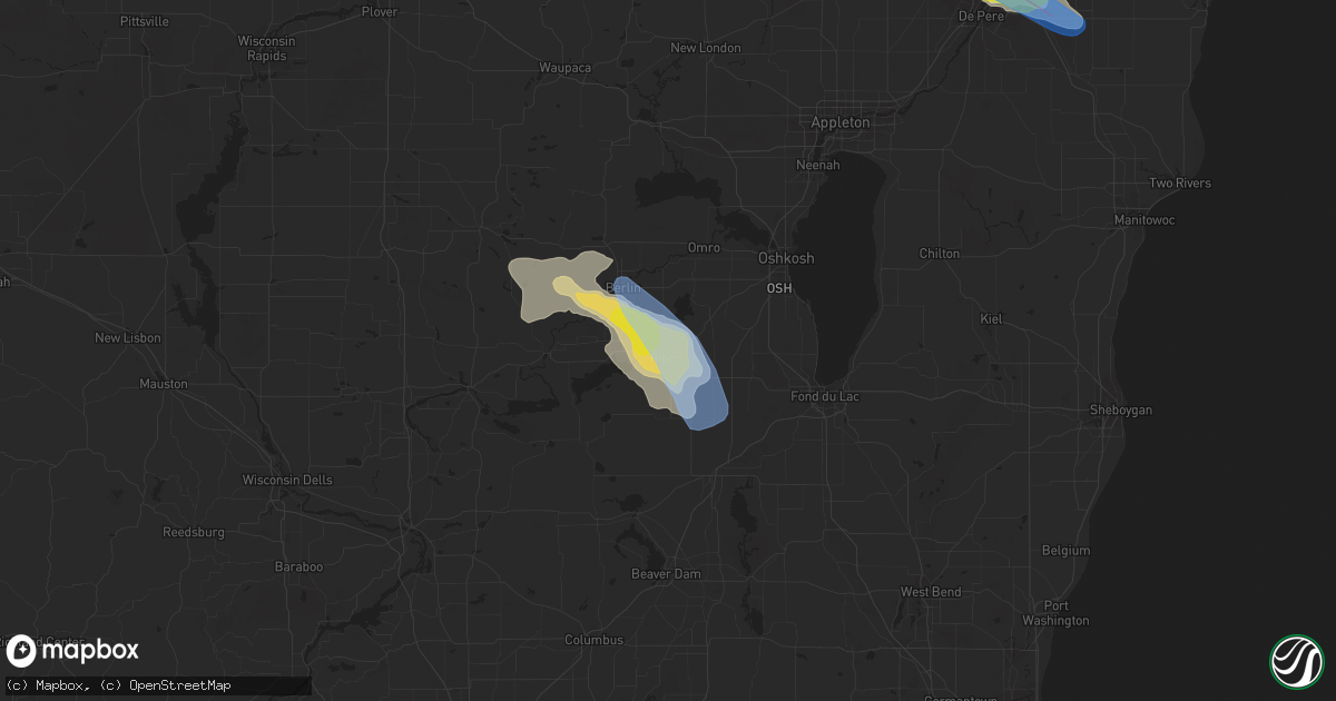 Hail map in Ripon, WI on August 7, 2019