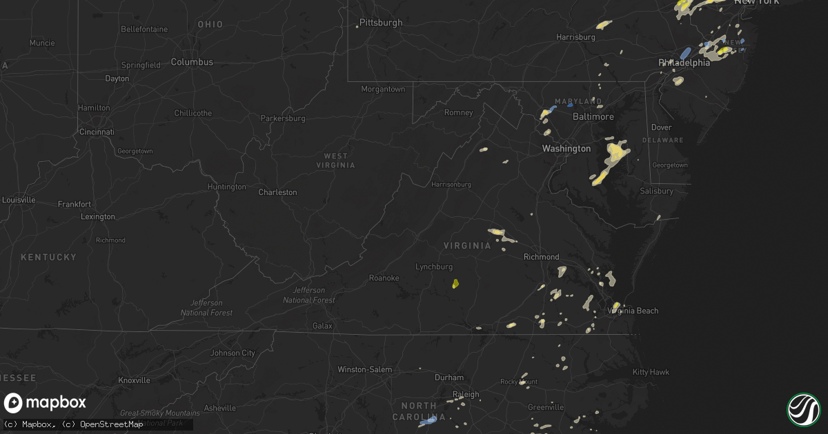 Hail map in Virginia on August 7, 2019