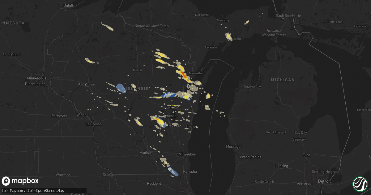 Hail map on August 7, 2019