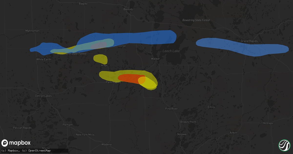 Hail map in Akeley, MN on August 7, 2020