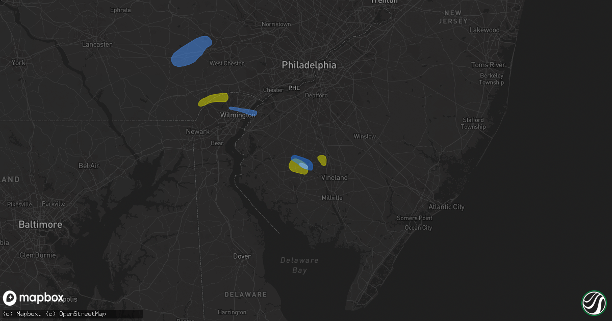 Hail map in Elmer, NJ on August 7, 2020