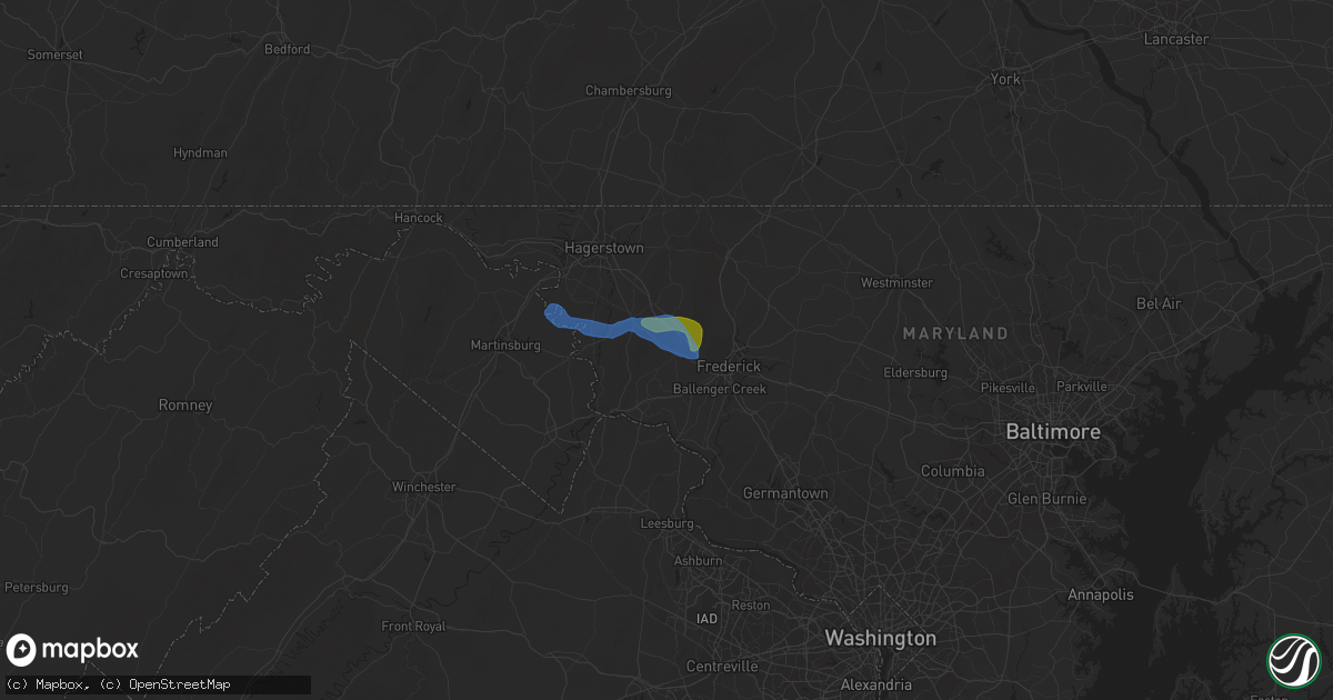 Hail map in Middletown, MD on August 7, 2020