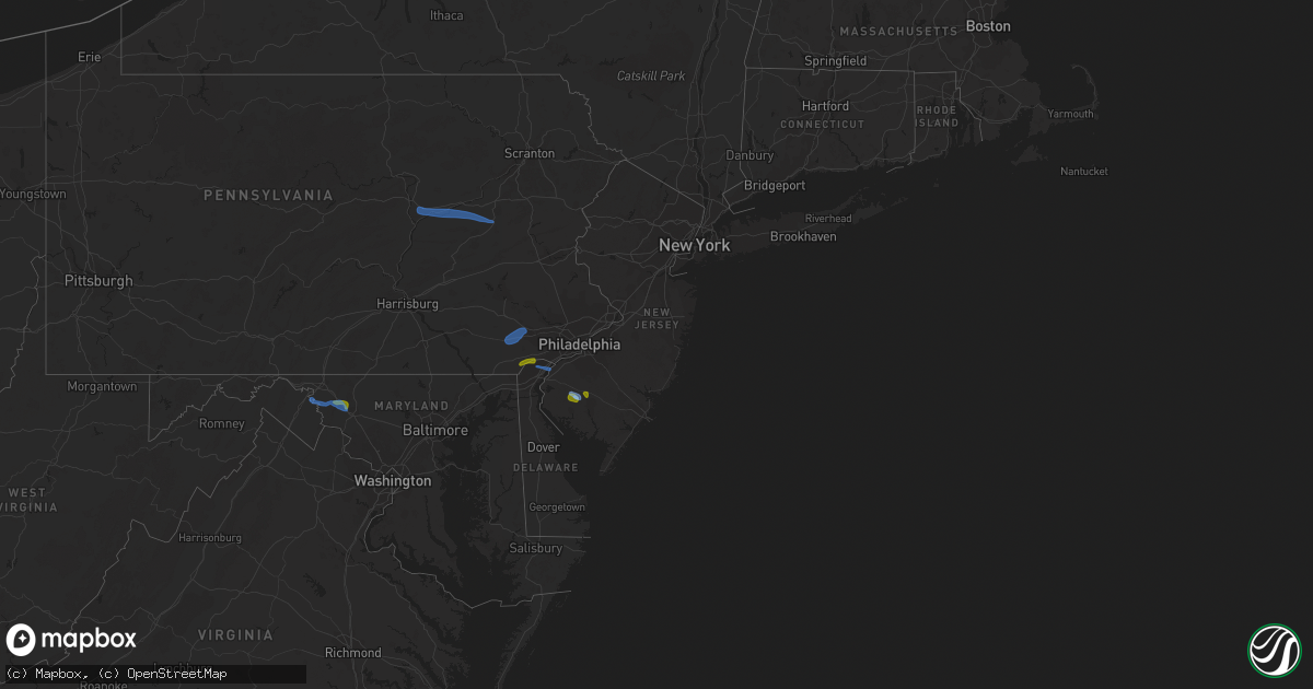 Hail map in New Jersey on August 7, 2020