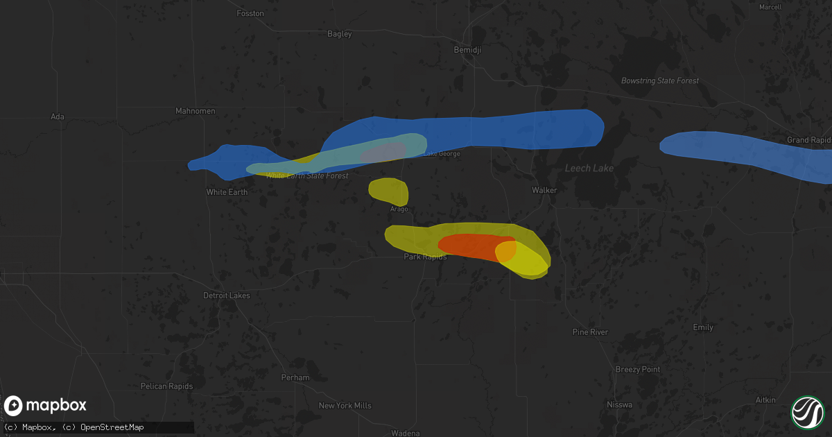 Hail map in Park Rapids, MN on August 7, 2020