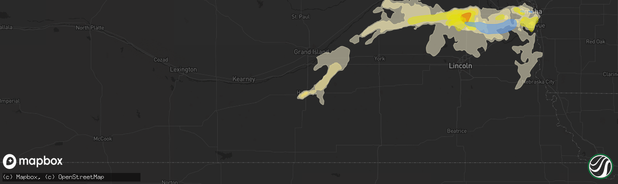 Hail map in Hastings, NE on August 7, 2021