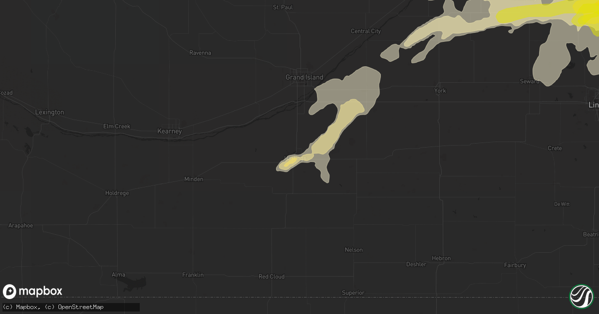Hail map in Hastings, NE on August 7, 2021