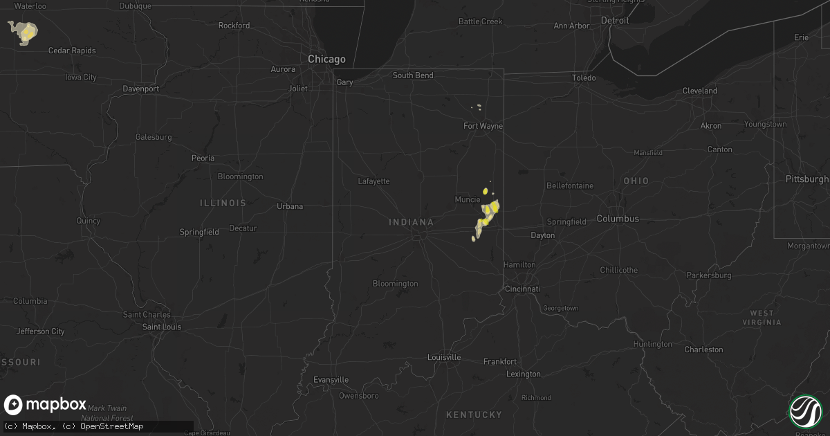 Hail map in Indiana on August 7, 2021