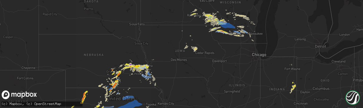 Hail map in Iowa on August 7, 2021