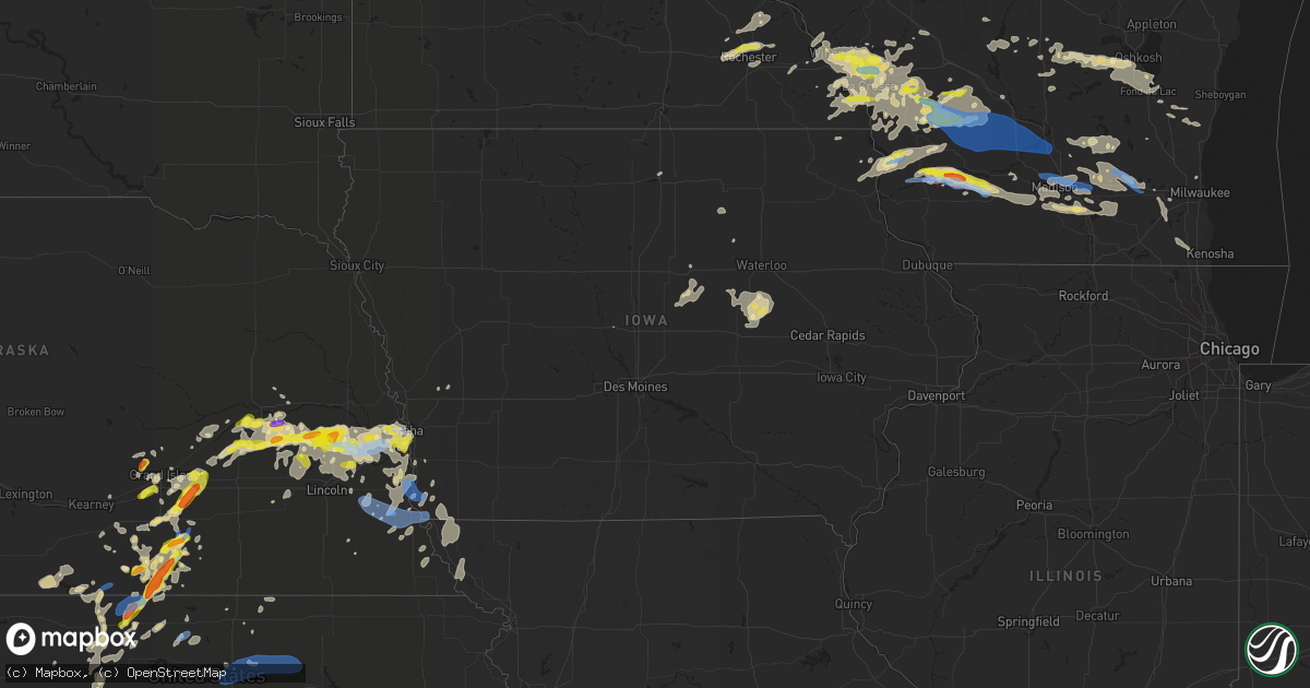 Hail map in Iowa on August 7, 2021