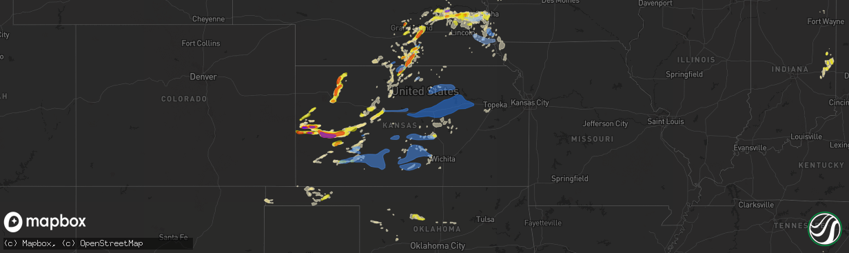 Hail map in Kansas on August 7, 2021