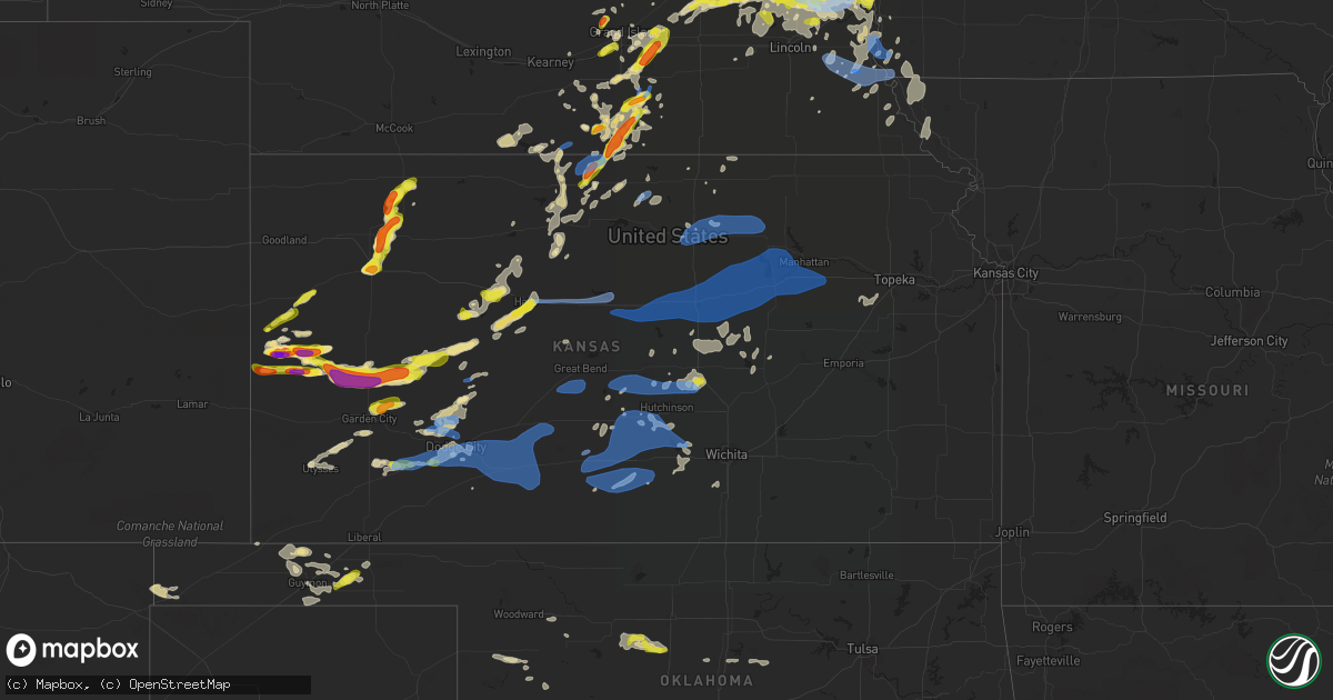 Hail map in Kansas on August 7, 2021