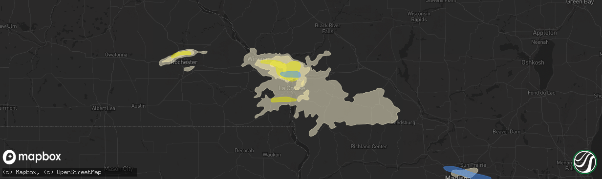 Hail map in La Crosse, WI on August 7, 2021