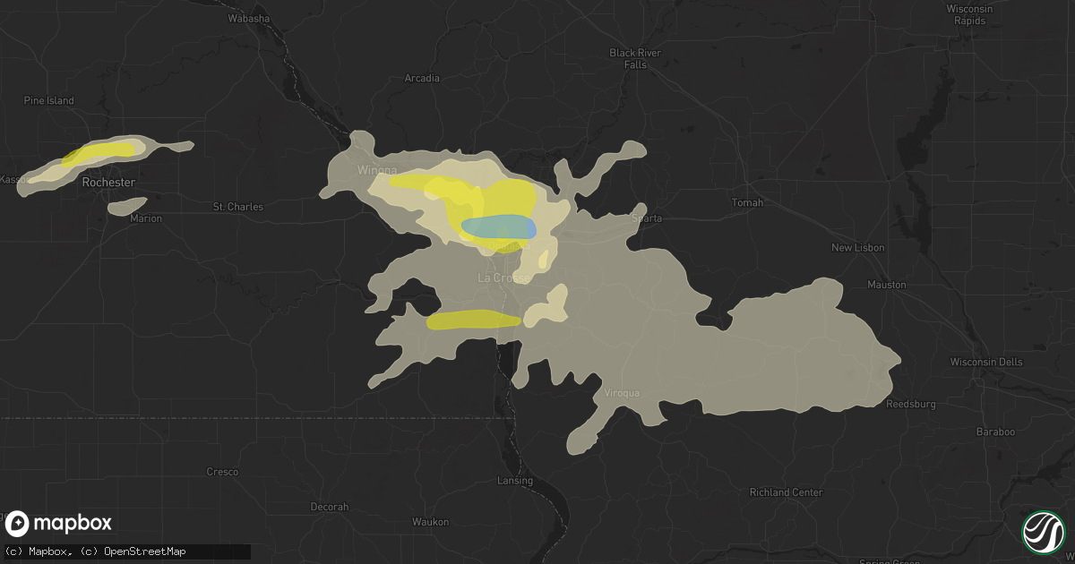 Hail map in La Crosse, WI on August 7, 2021
