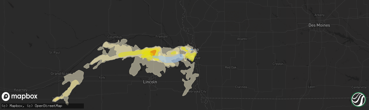 Hail map in La Vista, NE on August 7, 2021