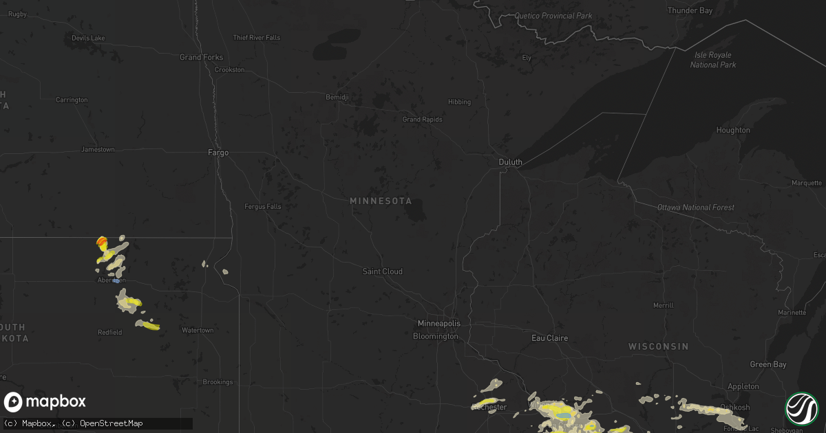 Hail map in Minnesota on August 7, 2021