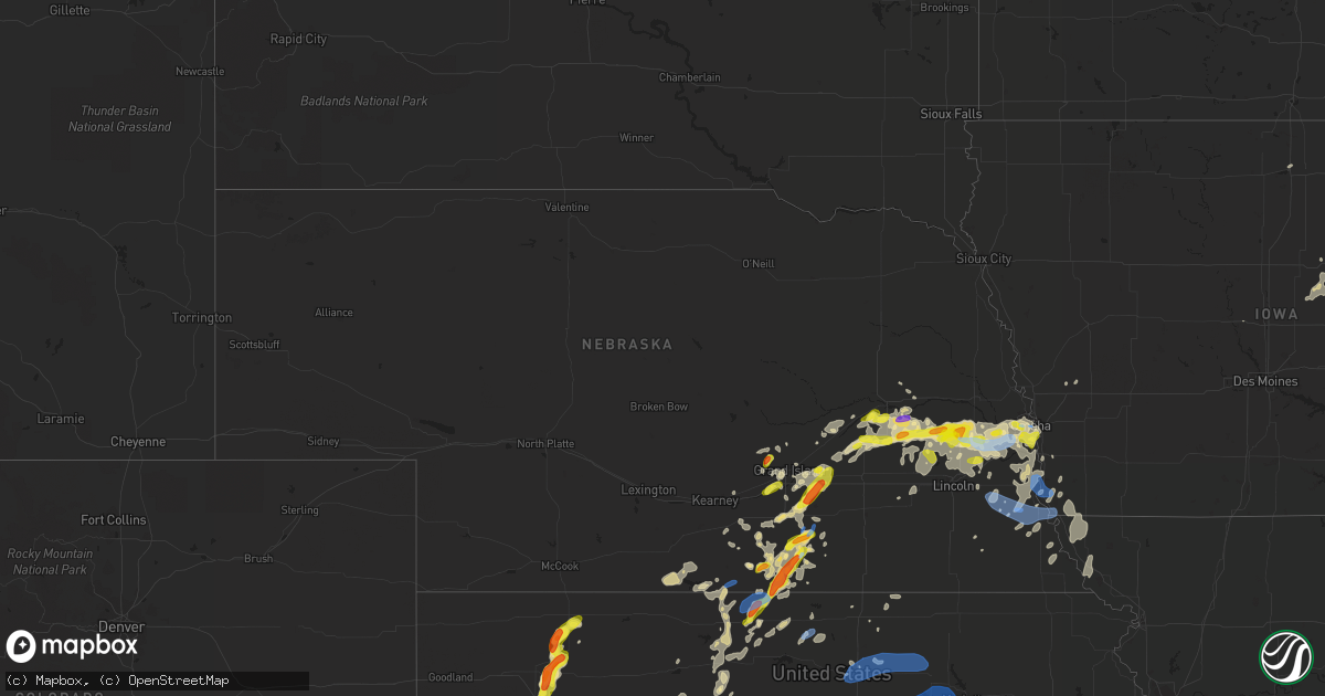 Hail map in Nebraska on August 7, 2021