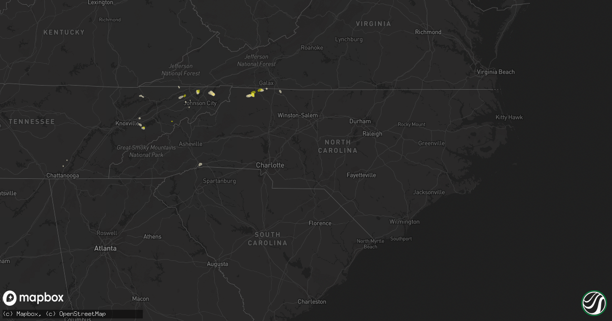Hail map in North Carolina on August 7, 2021