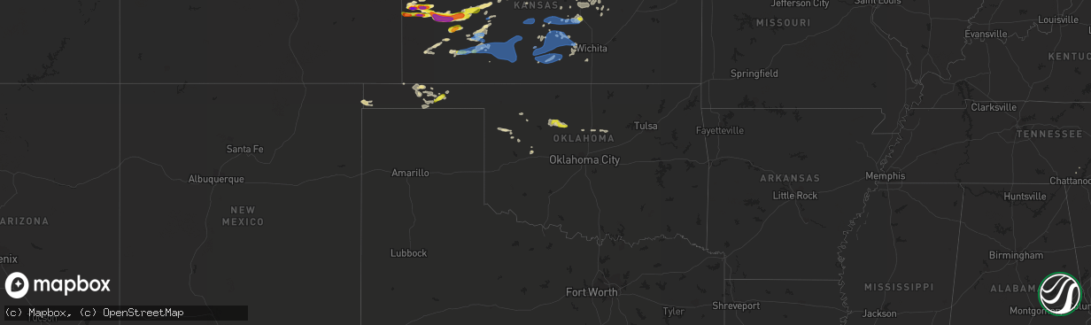 Hail map in Oklahoma on August 7, 2021