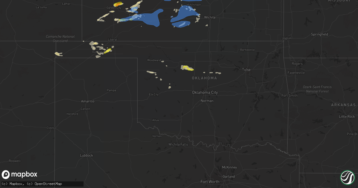 Hail map in Oklahoma on August 7, 2021