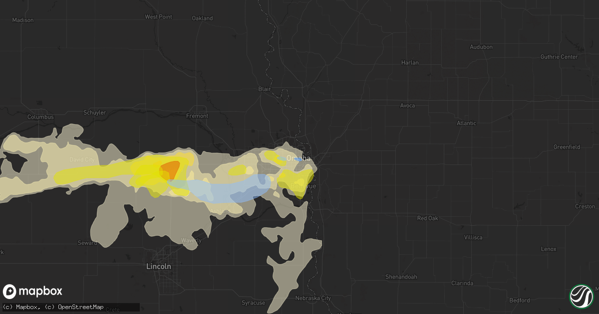 Hail map in Omaha, NE on August 7, 2021