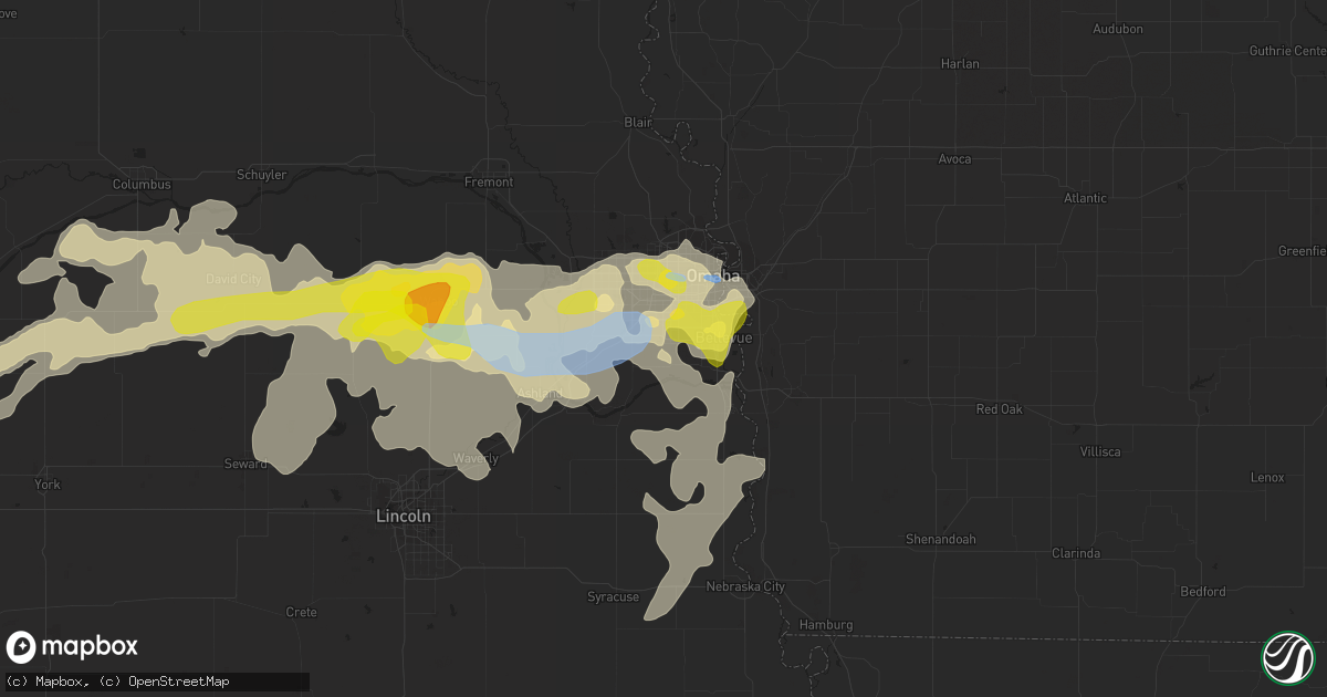 Hail map in Papillion, NE on August 7, 2021