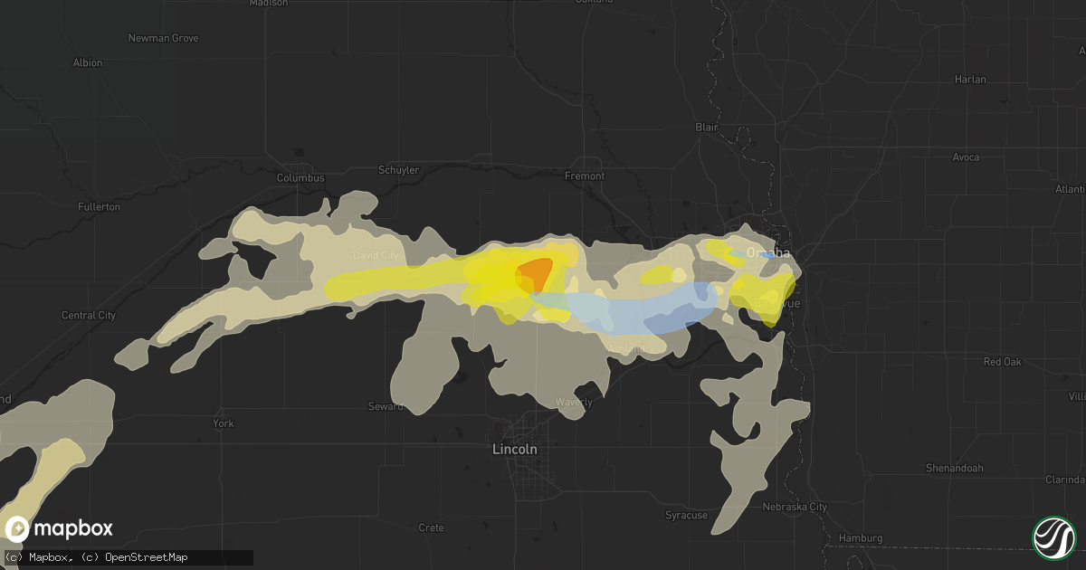 Hail map in Wahoo, NE on August 7, 2021