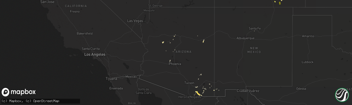 Hail map in Arizona on August 7, 2022