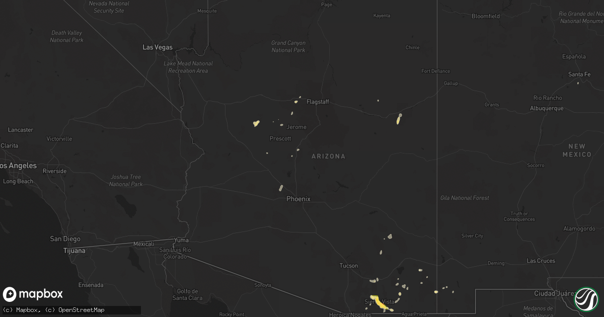 Hail map in Arizona on August 7, 2022