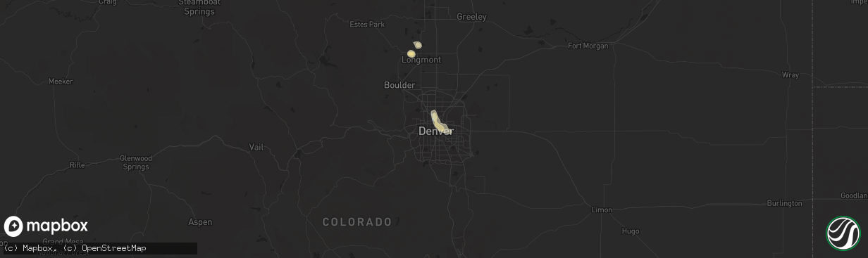 Hail map in Denver, CO on August 7, 2022
