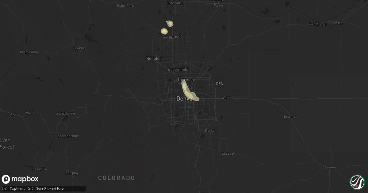 Hail map in Denver, CO on August 7, 2022