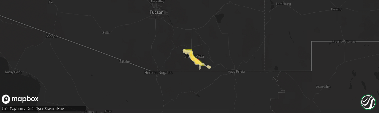 Hail map in Fort Huachuca, AZ on August 7, 2022