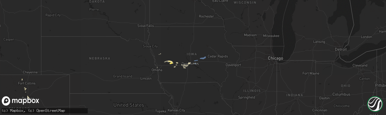Hail map in Iowa on August 7, 2022