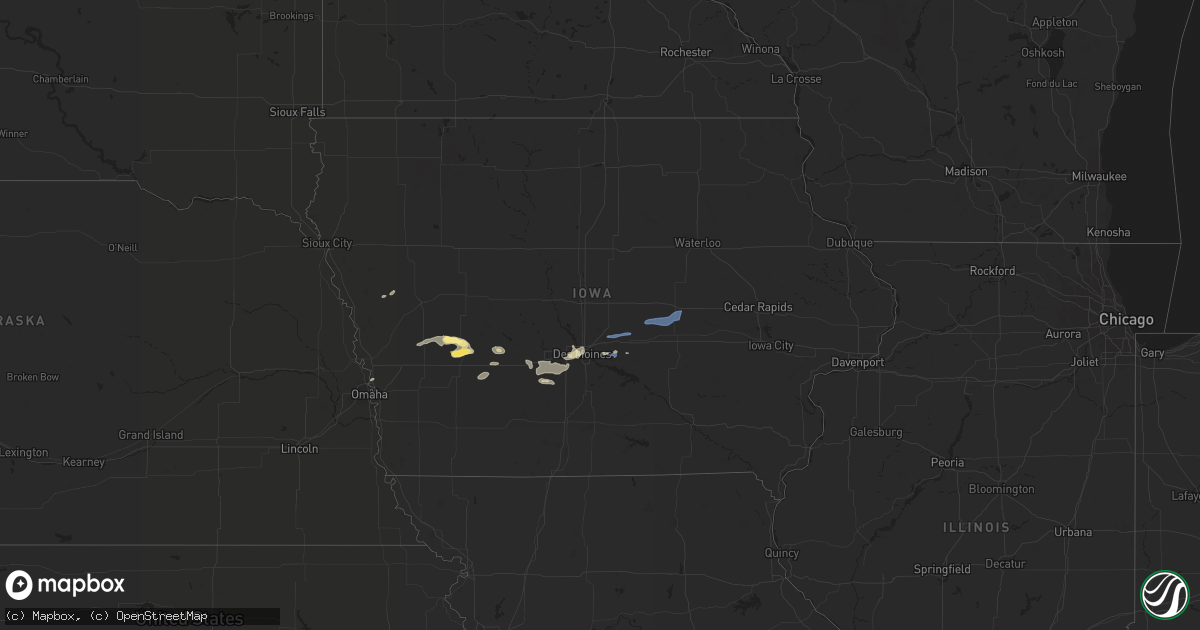 Hail map in Iowa on August 7, 2022