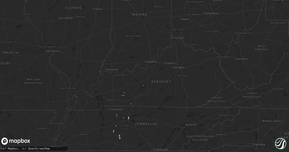 Hail map in Kentucky on August 7, 2022