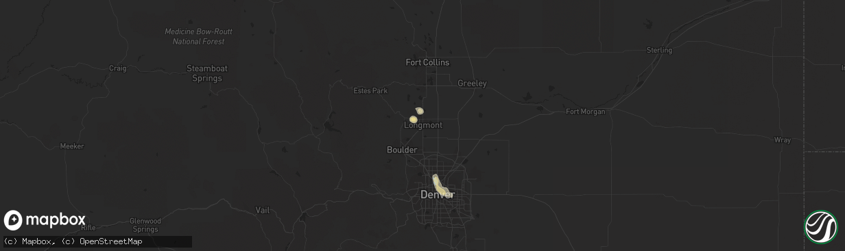 Hail map in Longmont, CO on August 7, 2022