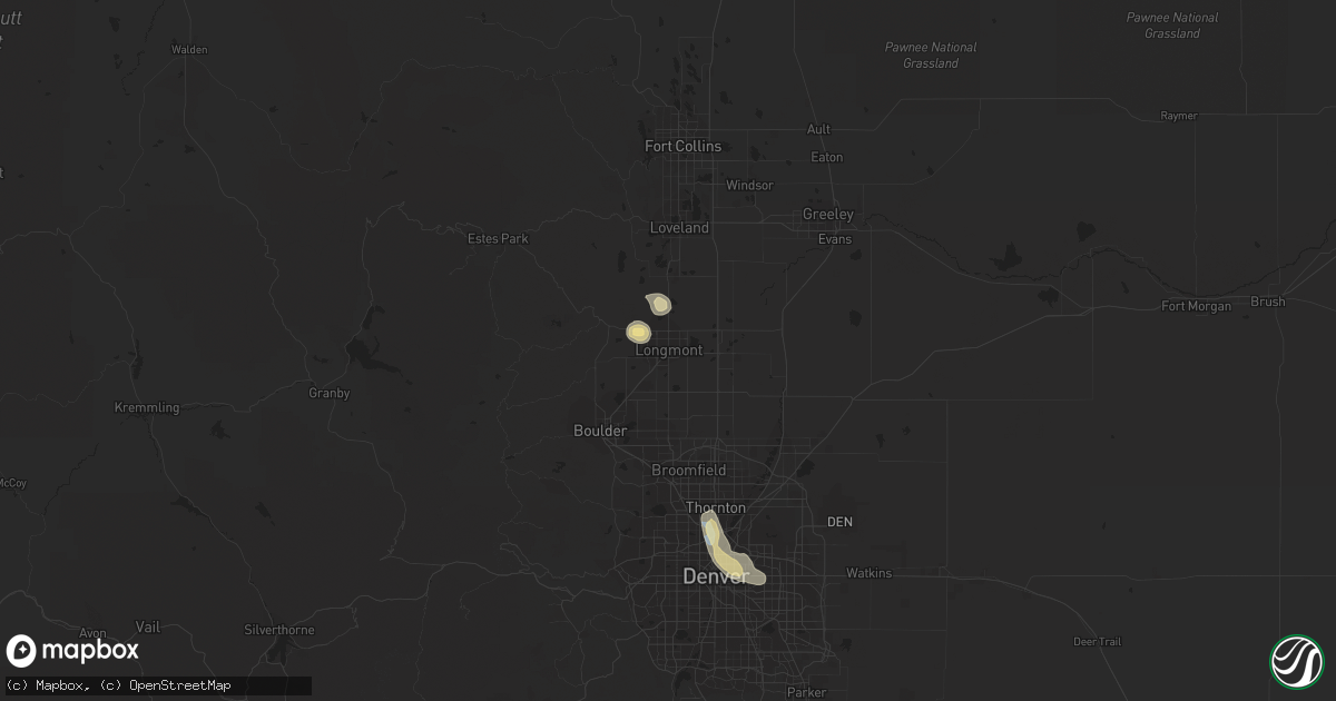 Hail map in Longmont, CO on August 7, 2022