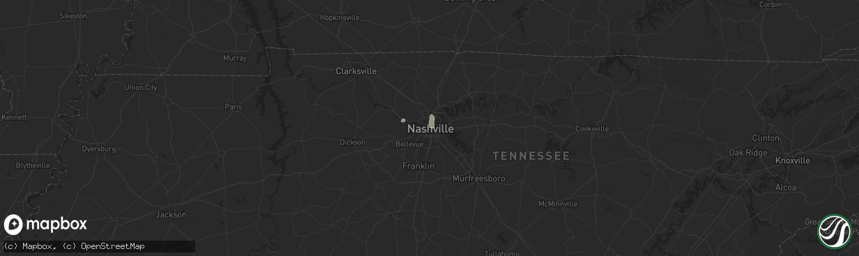 Hail map in Nashville, TN on August 7, 2022